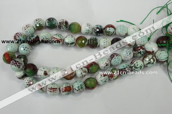 CAA731 15.5 inches 16mm faceted round fire crackle agate beads