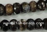 CAA732 10*14mm faceted rondelle fire crackle agate beads