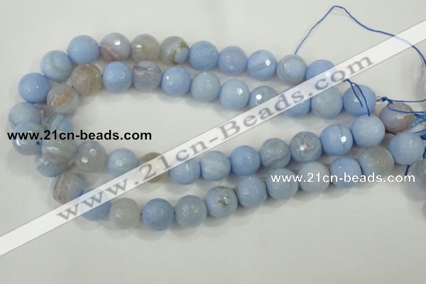 CAA739 15.5 inches 14mm faceted round blue lace agate beads wholesale