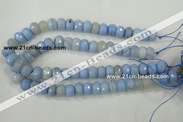 CAA742 15.5 inches 10*14mm faceted rondelle blue lace agate beads