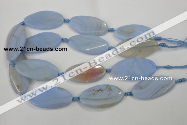 CAA746 15.5 inches 24*48mm twisted oval blue lace agate beads wholesale