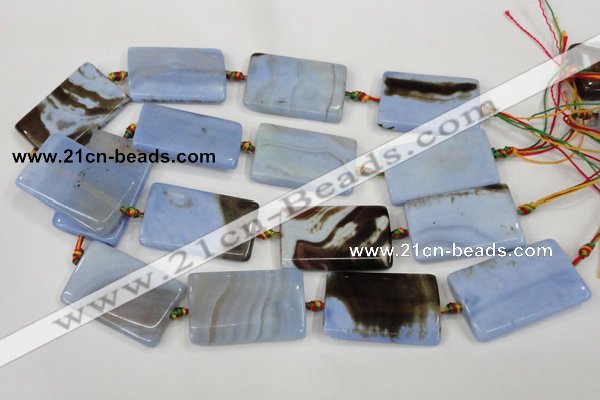 CAA748 15.5 inches 25*40mm rectangle blue lace agate beads wholesale