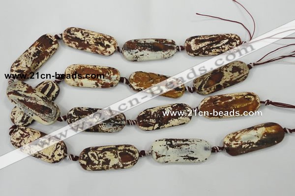 CAA756 15.5 inches 16*40mm rectangle wooden agate beads wholesale