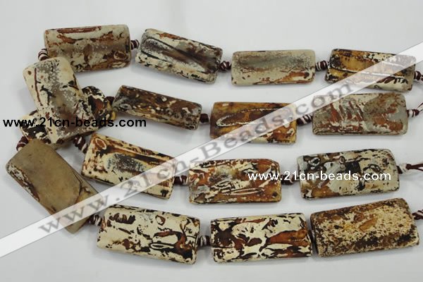 CAA757 15.5 inches 21*41mm rectangle wooden agate beads wholesale