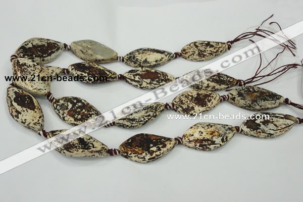 CAA758 15.5 inches 20*40mm twisted marquise wooden agate beads