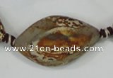 CAA759 15.5 inches 22*33mm twisted marquise wooden agate beads