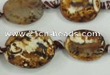 CAA760 15.5 inches 14*18mm twisted oval wooden agate beads