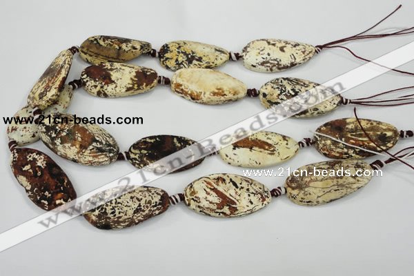 CAA761 15.5 inches 21*40mm twisted oval wooden agate beads