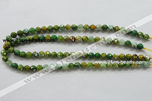 CAA790 15.5 inches 8mm faceted round fire crackle agate beads