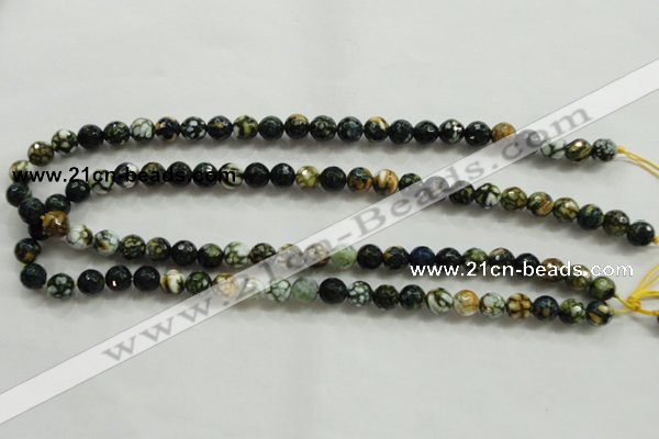 CAA792 15.5 inches 8mm faceted round fire crackle agate beads