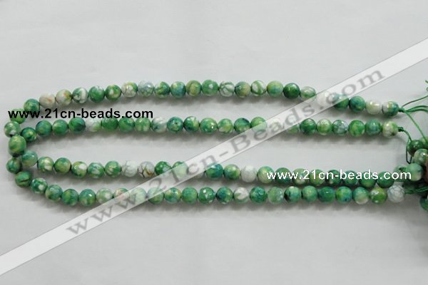 CAA793 15.5 inches 8mm faceted round fire crackle agate beads