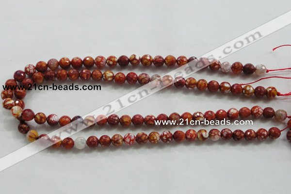 CAA794 15.5 inches 8mm faceted round fire crackle agate beads