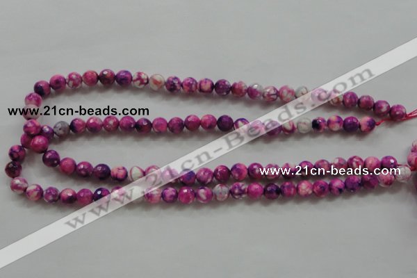 CAA795 15.5 inches 8mm faceted round fire crackle agate beads