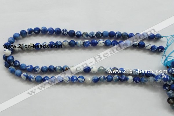 CAA796 15.5 inches 8mm faceted round fire crackle agate beads