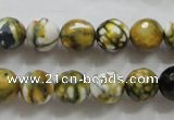 CAA797 15.5 inches 10mm faceted round fire crackle agate beads