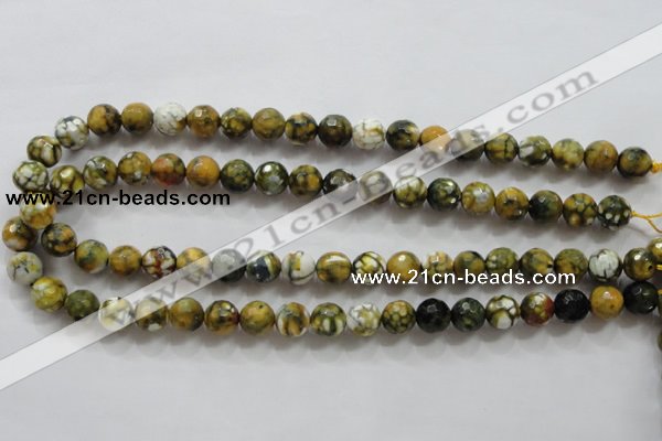 CAA797 15.5 inches 10mm faceted round fire crackle agate beads