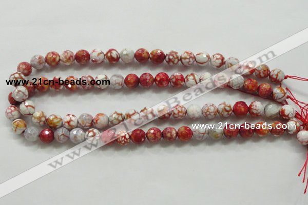 CAA799 15.5 inches 10mm faceted round fire crackle agate beads