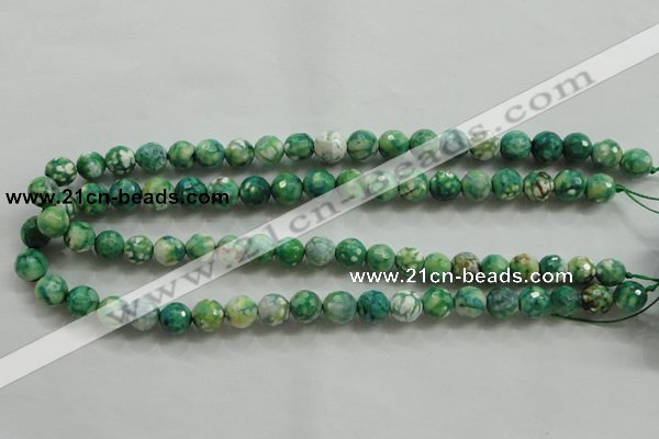 CAA800 15.5 inches 10mm faceted round fire crackle agate beads
