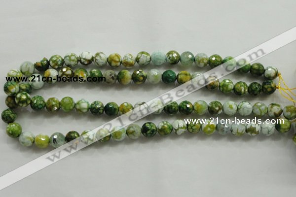 CAA801 15.5 inches 10mm faceted round fire crackle agate beads