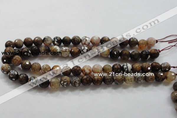 CAA802 15.5 inches 12mm faceted round fire crackle agate beads