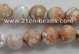 CAA803 15.5 inches 12mm faceted round fire crackle agate beads