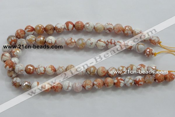 CAA803 15.5 inches 12mm faceted round fire crackle agate beads