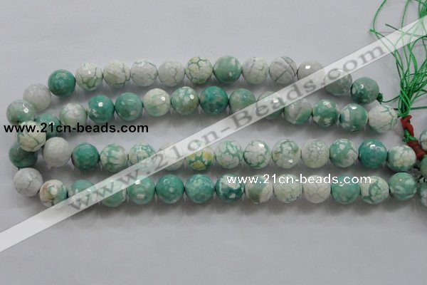 CAA805 15.5 inches 14mm faceted round fire crackle agate beads