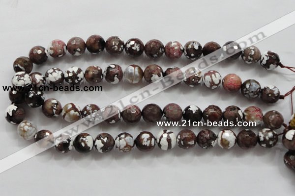 CAA807 15.5 inches 14mm faceted round fire crackle agate beads