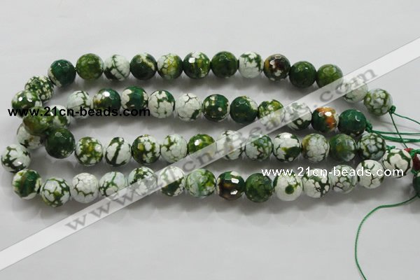 CAA808 15.5 inches 14mm faceted round fire crackle agate beads