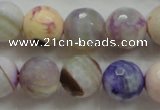 CAA809 15.5 inches 14mm faceted round fire crackle agate beads