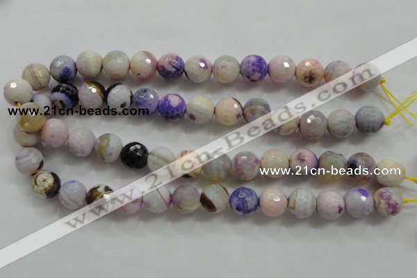 CAA809 15.5 inches 14mm faceted round fire crackle agate beads