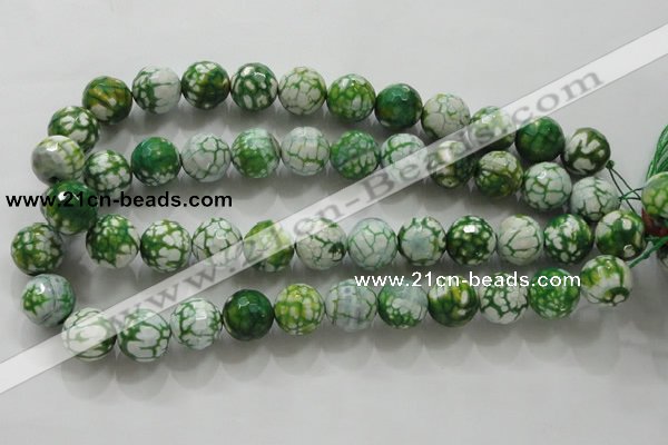 CAA810 15.5 inches 16mm faceted round fire crackle agate beads