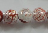 CAA812 15.5 inches 16mm faceted round fire crackle agate beads