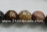 CAA813 15.5 inches 16mm faceted round fire crackle agate beads