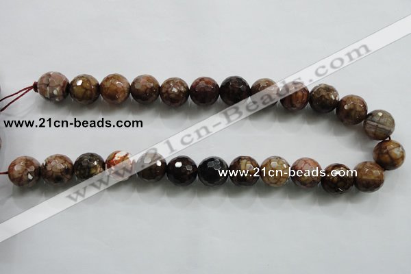 CAA813 15.5 inches 16mm faceted round fire crackle agate beads