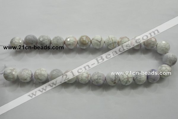 CAA815 15.5 inches 16mm faceted round fire crackle agate beads