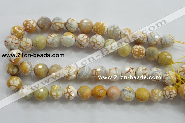 CAA816 15.5 inches 16mm faceted round fire crackle agate beads