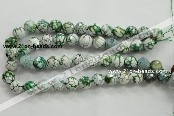 CAA817 15.5 inches 16mm faceted round fire crackle agate beads