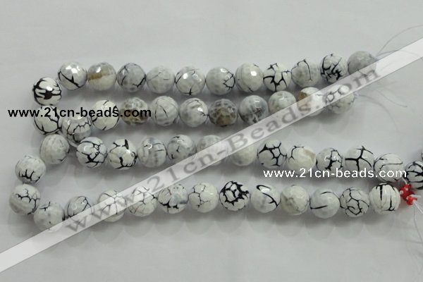 CAA818 15.5 inches 16mm faceted round fire crackle agate beads