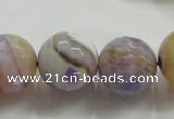 CAA819 15.5 inches 18mm faceted round fire crackle agate beads