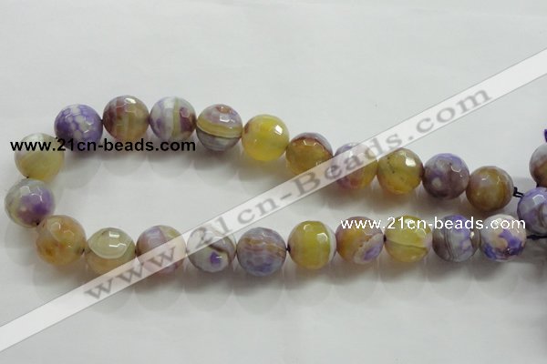 CAA819 15.5 inches 18mm faceted round fire crackle agate beads