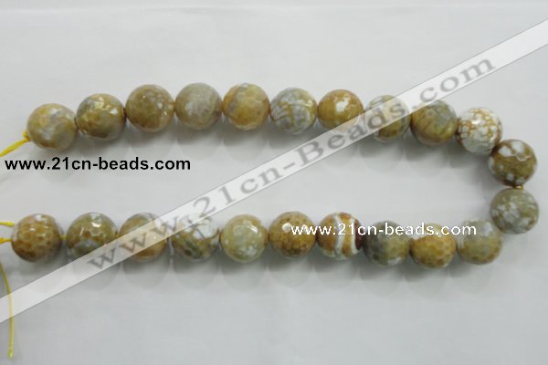 CAA820 15.5 inches 18mm faceted round fire crackle agate beads