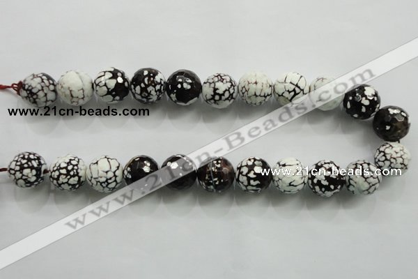 CAA821 15.5 inches 18mm faceted round fire crackle agate beads