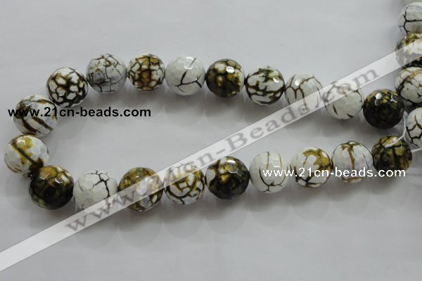 CAA822 15.5 inches 20mm faceted round fire crackle agate beads