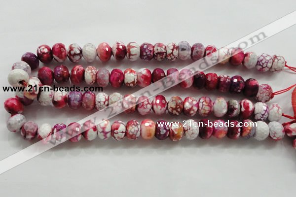 CAA826 15.5 inches 10*14mm faceted rondelle fire crackle agate beads