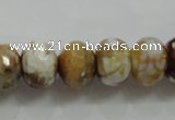 CAA829 15.5 inches 10*14mm faceted rondelle fire crackle agate beads