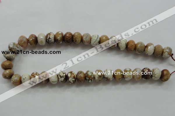 CAA829 15.5 inches 10*14mm faceted rondelle fire crackle agate beads