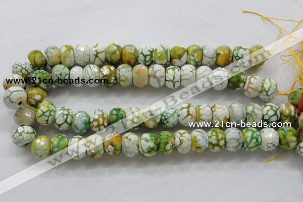 CAA830 15.5 inches 12*16mm faceted rondelle fire crackle agate beads