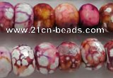 CAA831 15.5 inches 12*16mm faceted rondelle fire crackle agate beads