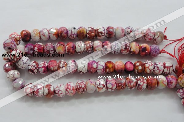 CAA831 15.5 inches 12*16mm faceted rondelle fire crackle agate beads